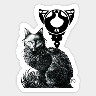 Magic Black Cat - White Outlined Version Sticker